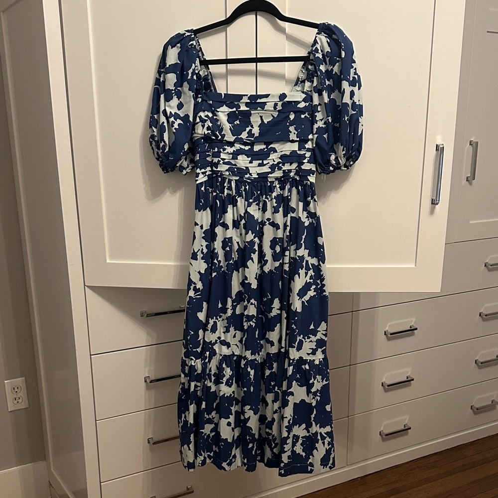 Abercrombie & Fitch Navy and White Midi Dress